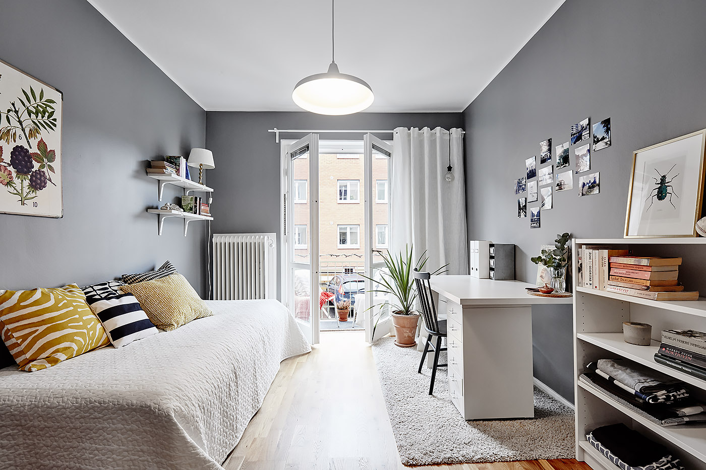 Habitación juvenil con colores en tonos nórdicos con estilo vintage