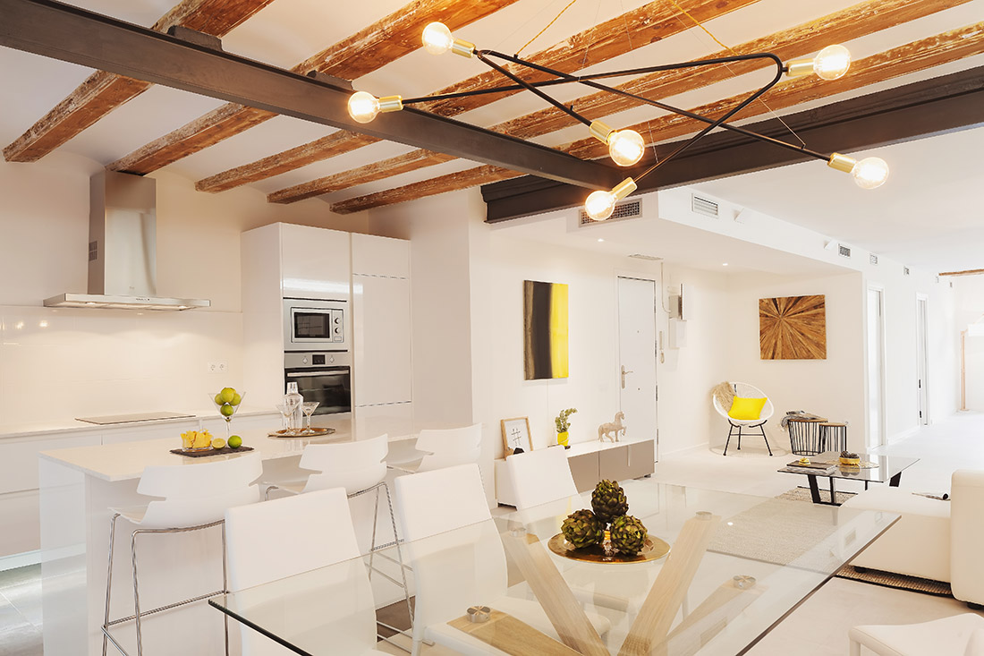 tirar paredes para amplitud reformas pisos nórdicos pisos nórdicos pisos modernos estilo nórdico barcelona Eliminar tabiques distribución diáfana decoración salon cocina nordica blog decoración nórdica 