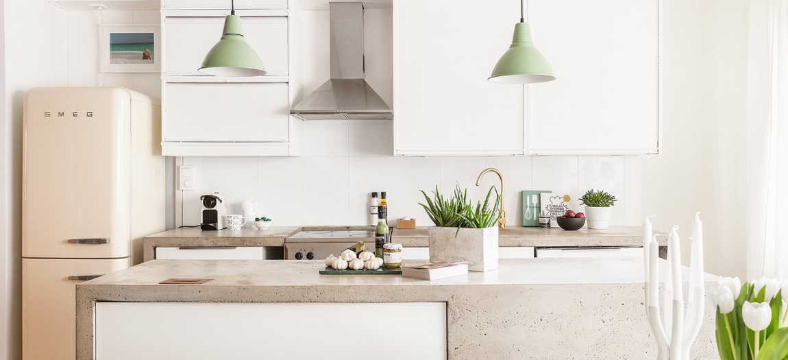 revestimientos de interior interiores pisos pequeños estilo nórdico Encimera de hormigón distribución diáfana cemento pulido suelos encimeras blog decoracion interiores 