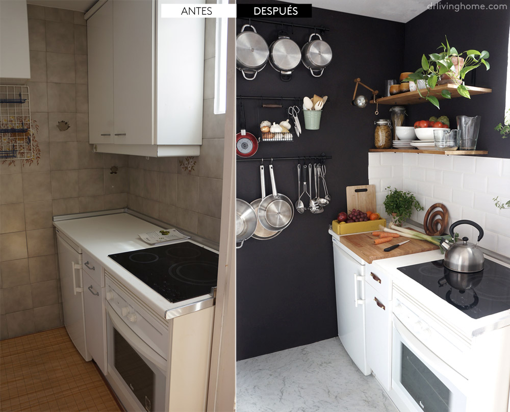 reformas sin obras reformas cocinas reforma bricojale cocinas diy decoración diy deco cocinas pequeñas cocinas negras cocinas modernas blog reformas antes después Antes Después Una pequeña cocina negra 