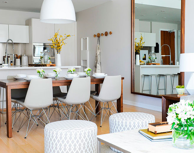 estilo nórdico estilo canadiense espacio diáfano decoración simétrica ordenada decoración pisos pequeños decoración en gris y blanco blog decoracion interiores Apartamento contemporáneo en Vancouver 