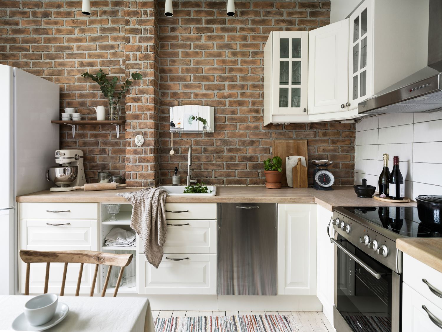 ladrillo visto estilo rústico estilo nórdico decoración interiores decoración cocinas cocina rústica cocina nórdica cocina blanca 