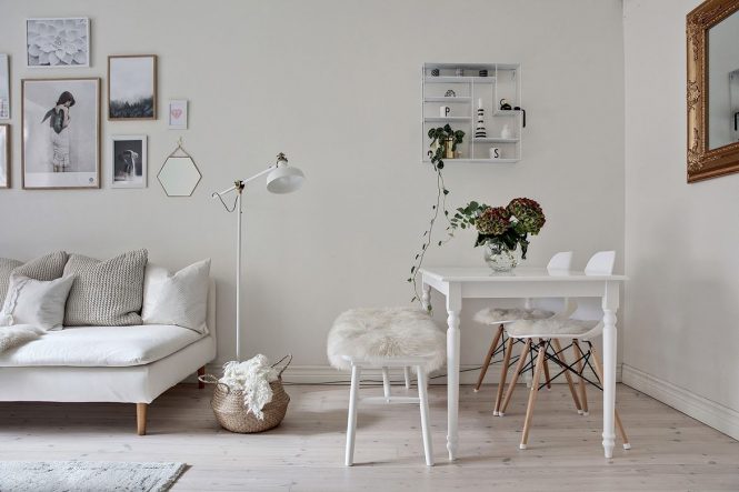 38 m² decorados en blanco en Estocolmo