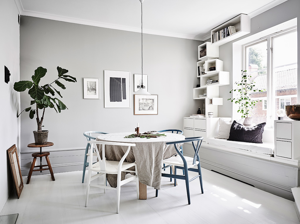 suelo blanco pisos suecos estampados decoración interiores comedores nórdicos comedor madera comedor de estilo escandinavo 