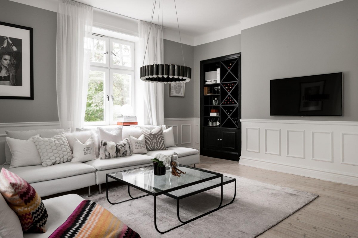 delikatissen tele decoración salón elegante mueble bar deco integrar tv decoración estilo escandinavo decoración salones con tele 