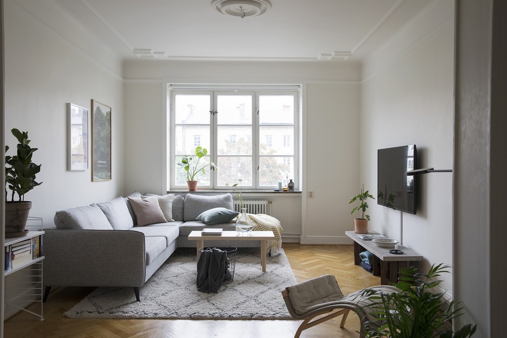 delikatissen estilo escandinavo distribución semidiafana decoración pisos pequeños 