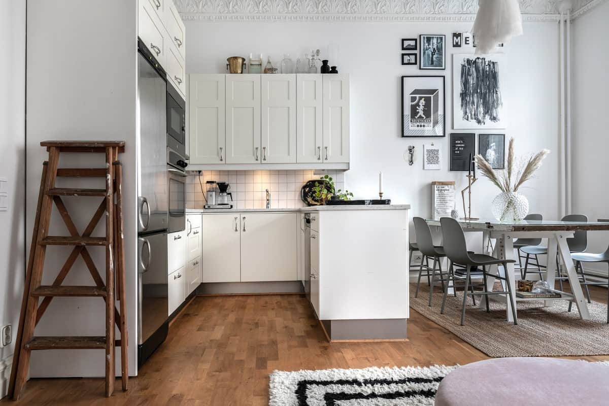 delikatissen viviendas pequeñas estilo escandinavo distribución abierta decoración pisos pequeños decoración en blanco 