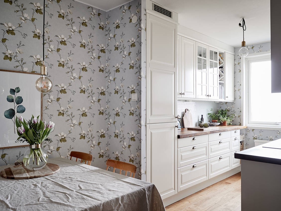 Papel pintado papel pared cocina papel floral cocina papel de pared floral cocina rústica cocina romántica femenina cocina pequeña cocina country cocina campestre 