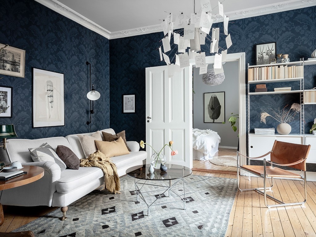 delikatissen wallpaper piso escandinavo papel pared pintado papel de pared lámpara de diseño estantería string 