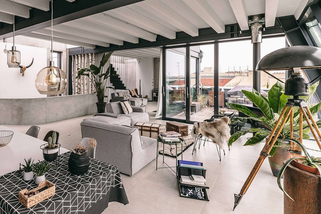 loft ladrillo visto hormigón diáfano cemento ático industrial 
