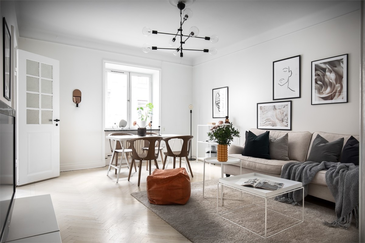 tiny studio decor studio interiors studio decor scandinavian studio scandinavian decor scandi small apartment scandi flat estudio sueco decoración decoración pisos pequeños decoración estudios cocina pequeña cocina nórdica cocina abierta 