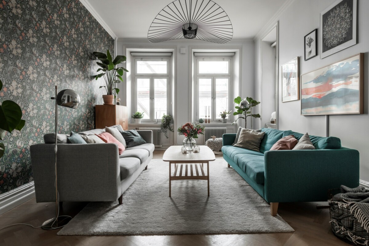 Limpiar el piso padre Ilustrar Salón con dos sofás iguales de diferente color | delikatissen