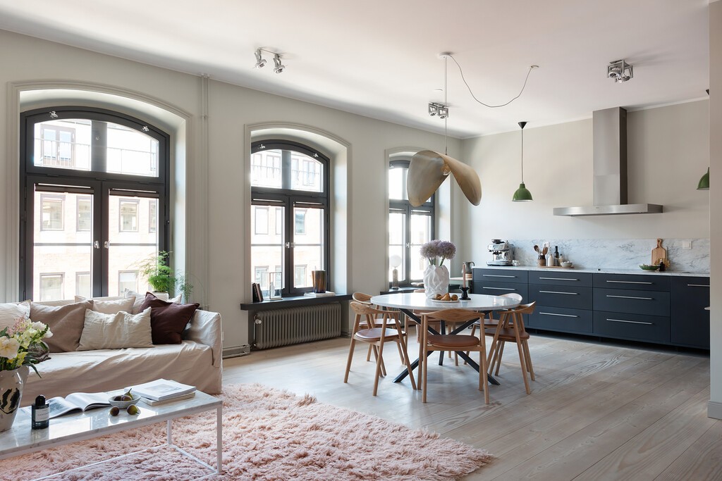 scandinavian apartment scandi modern planta abierta piso nórdico open-plan open concept nordic style modern scandinavian apartment estilo nórdico distribución diáfana distribución abierta 