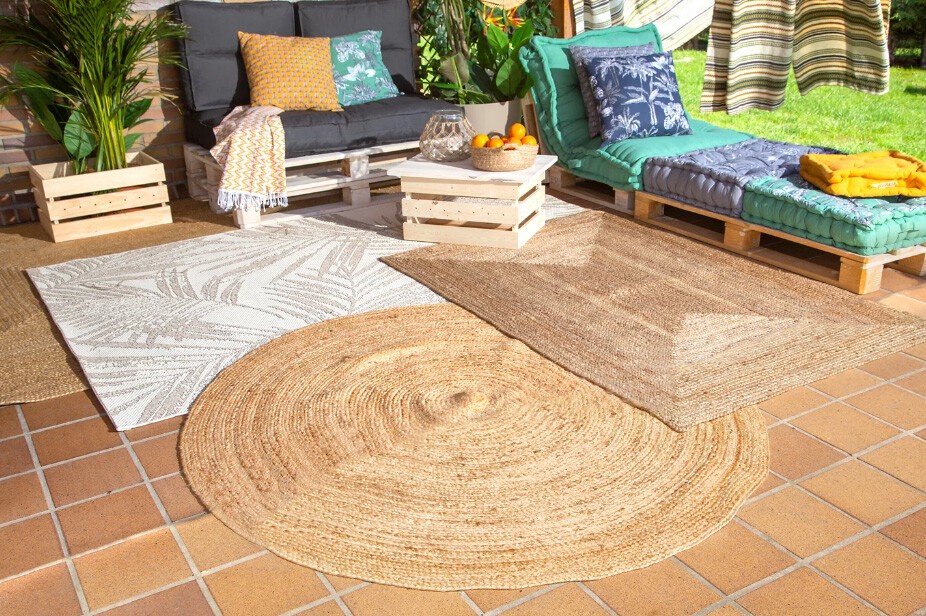 outdoor rugs carpets outdoor decor natural decor leroy merlin terrazas y jardines leroy merlin balcones decoración home improvement exteriors decor diy mall diy center decoración terrazas y balcones decoración natural alfombras exterior alfombras de yute cañamo algas fibras naturales 