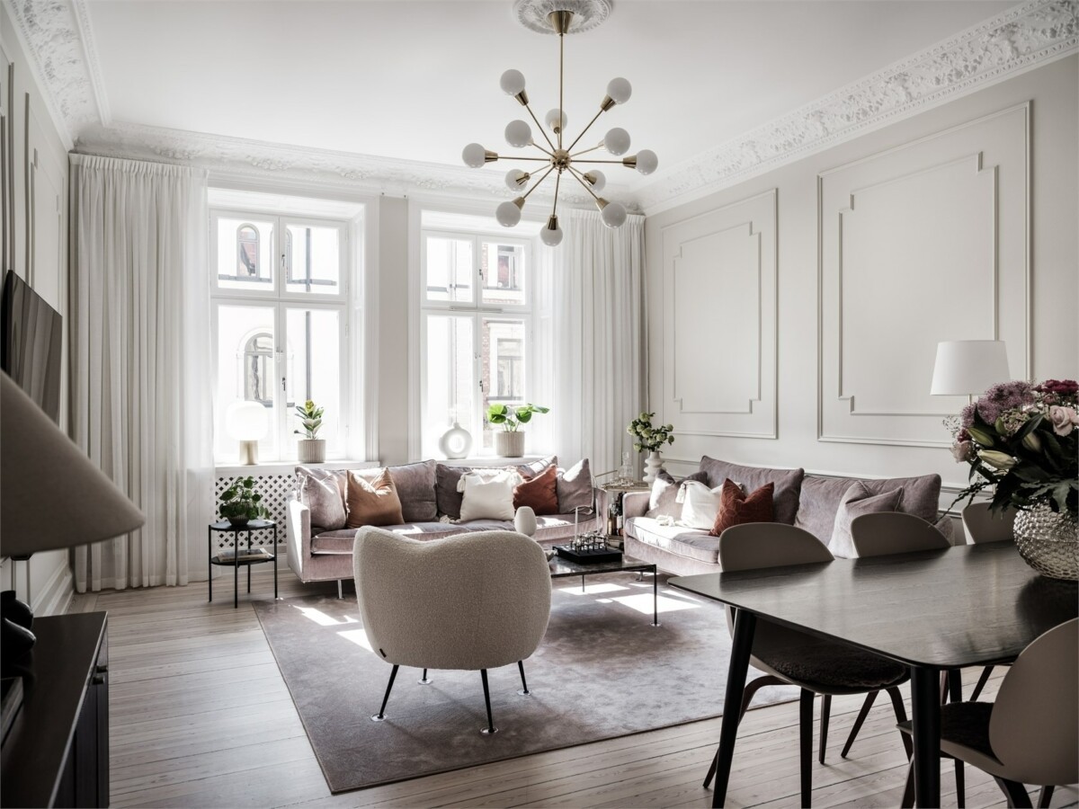 wood moldings scandinavian decor scandinavian apartment rosetones de escayola plaster moldings nordic elegant apartment molduras techo y paredes estilo nórdico estilo clásico elegant scandinavian style decoración señorial decoración principios del siglo xx decoración nórdica clásica decoración elegante decoración edificio señorial ceiling decorations 