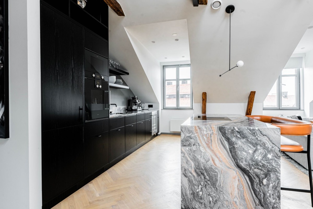scandinavian style scandinavian penthouse interiors scandinavian interiors open black scandinavian kitchen cocina nórdica cocina negra sueca cocina escandinava cocina diáfana cocina abierta 