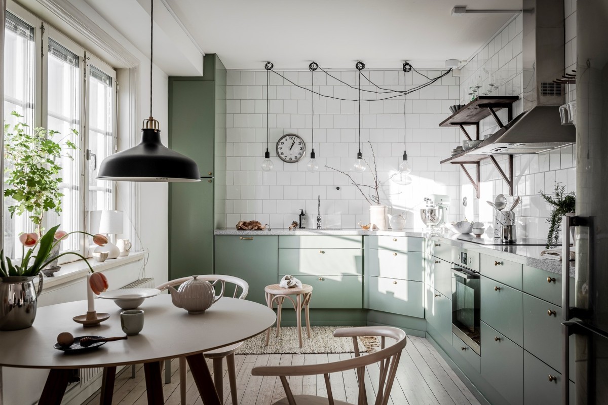 delikatissen scandinavian style scandi kitchen paredes verdes nordic kitchen green walls decor green kitchen cocina verde cocina nórdica cocina moderna natural cocina escandinava 