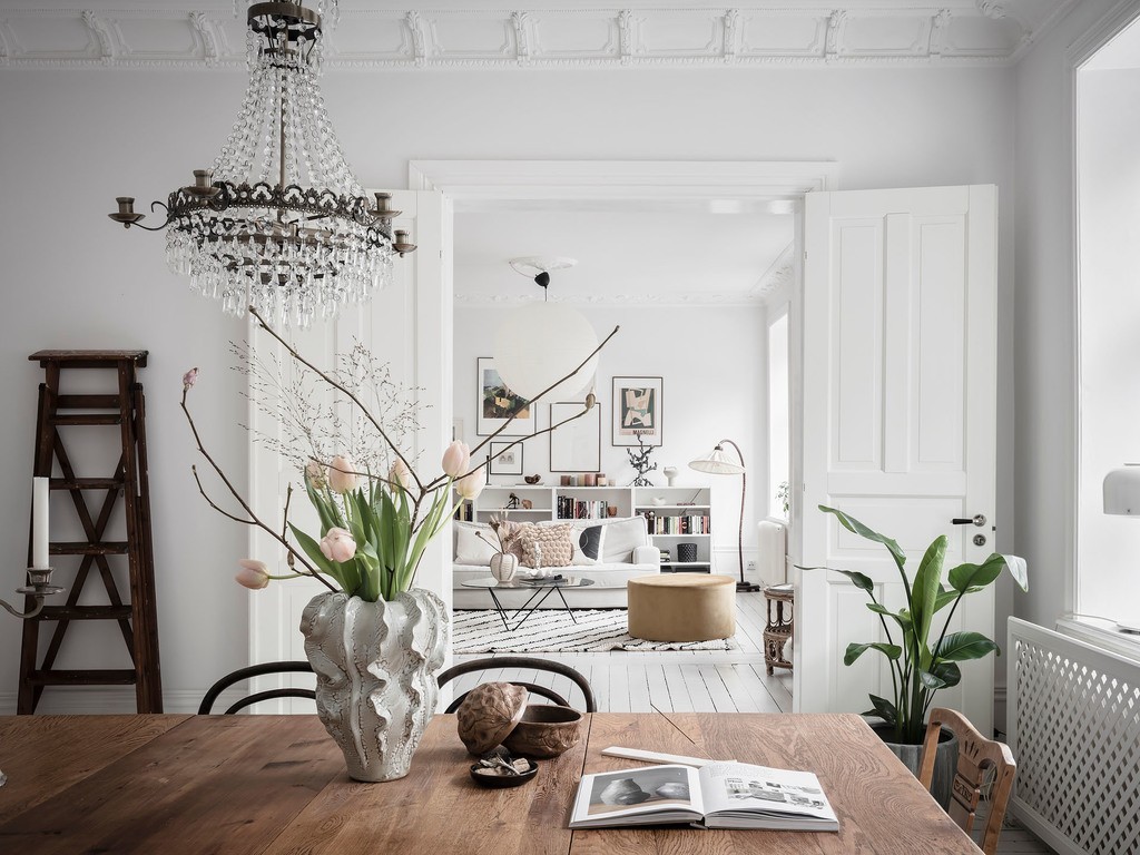 white scandinavian white scandi apartment suelo pintado de blanco suelo de madera pintado scandinavian style piso nórdico estilo sueco estilo nórdico blanco decoración en blanco cocina nórdica 