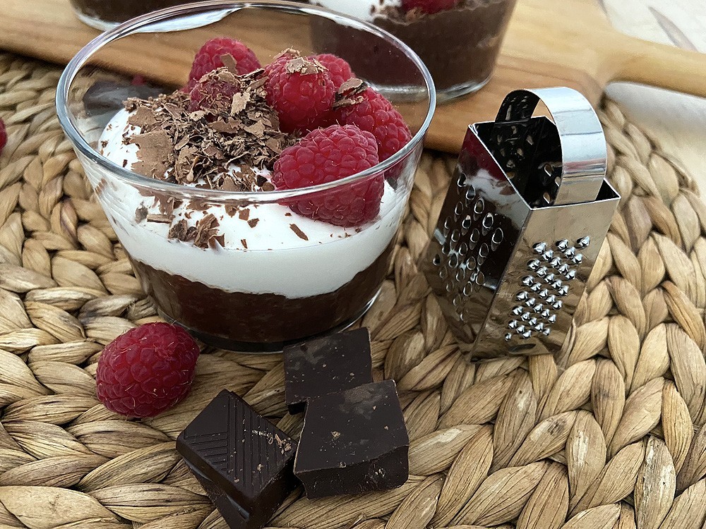 vasitos chocolate chia recetas delikatissen puding chocolate pudding chia chocolate postres de vasito postre cremoso chocolate frambuesas chia pots 