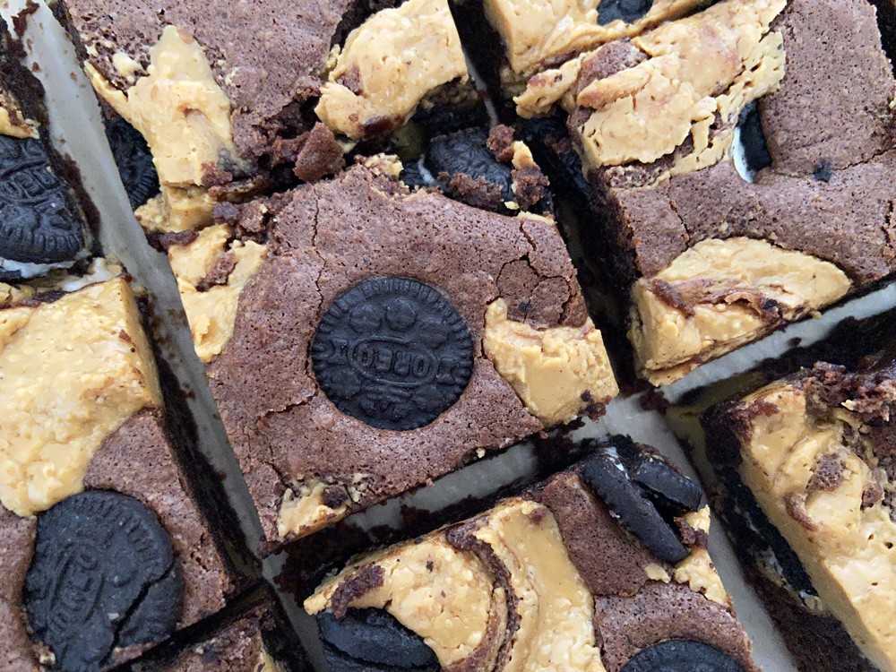 Peanut butter brownies oreo brownies easy brownies chocolate brownies brownie facil Brownie de peanut butter y oreos brownie con nueces brownie con crema de cacahuete 
