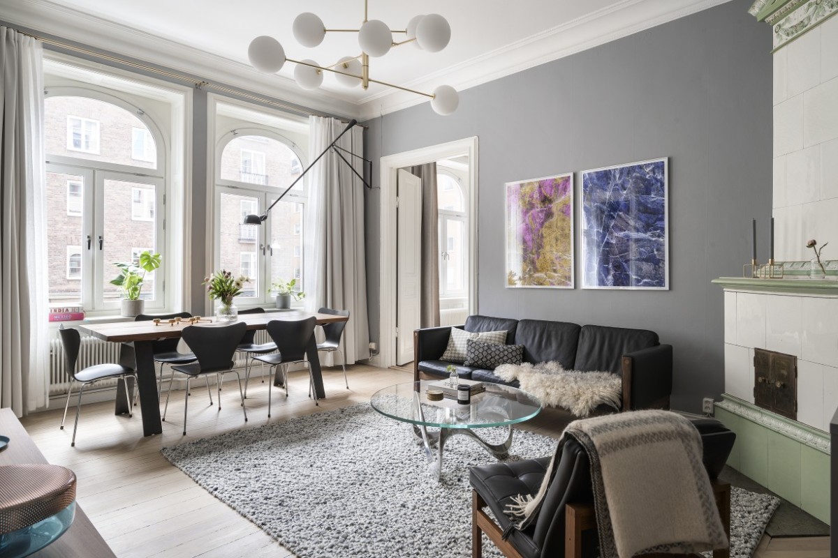 sillas Serie 7 de Fritz Hansen scandi decor mid-century modern lámpara - aplique 265 de Flos estilo elegante señorial estanterías string elegant scandinavian elegant decor diseño escandinavo diseño danés 