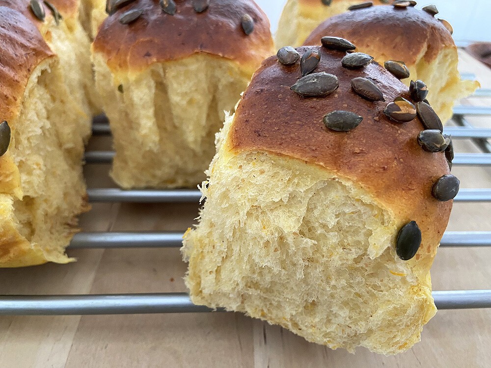 delikatissen recetas delikatissen pumpkin buns panecillos pan de calabaza pan casero pan medias noches caseros home made buns home made bread calabaza brioches brioche buns bollos caseros bollos brioche baking bread 