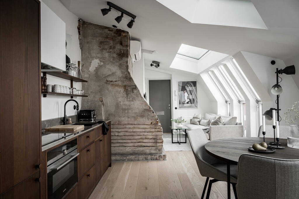 vivienda pequeña moderna vivienda pequeña planta abierta 35 m² muebles de diseño mini piso decoración escandi decor decoración nórdica cuarto de baño moderno terrazo gris atico de diseño 