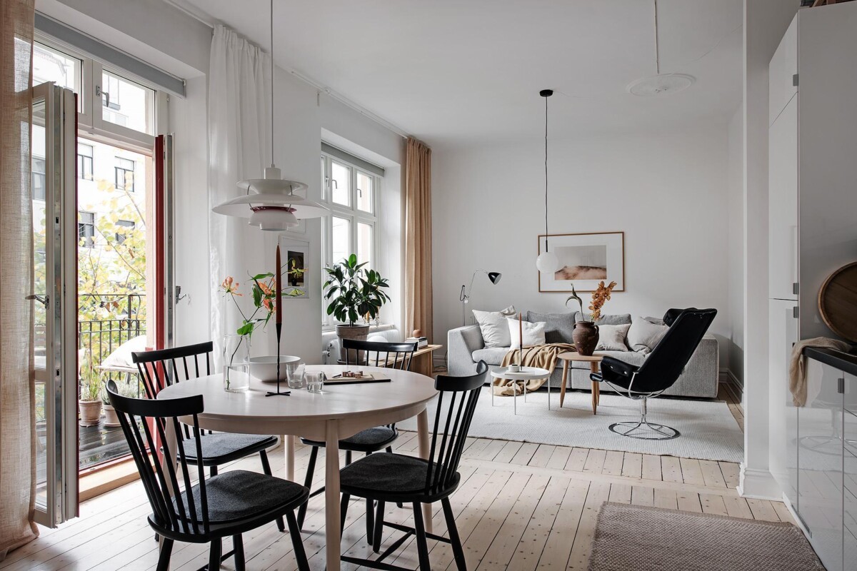 planta abierta Pequeños espacios muebles escandinavos mobiliario nórdico inspiración nórdica estilo nórdico estilo escandinavo estilo escandi espacios reducidos diseño funcional diseño escandinavo diseño de interiores escandinavo decoración nórdica decoración minimalista decoración de interiores Cocina de diseño abierto apartamento pequeño apartamento moderno Apartamento en Gotemburgo apartamento acogedor 