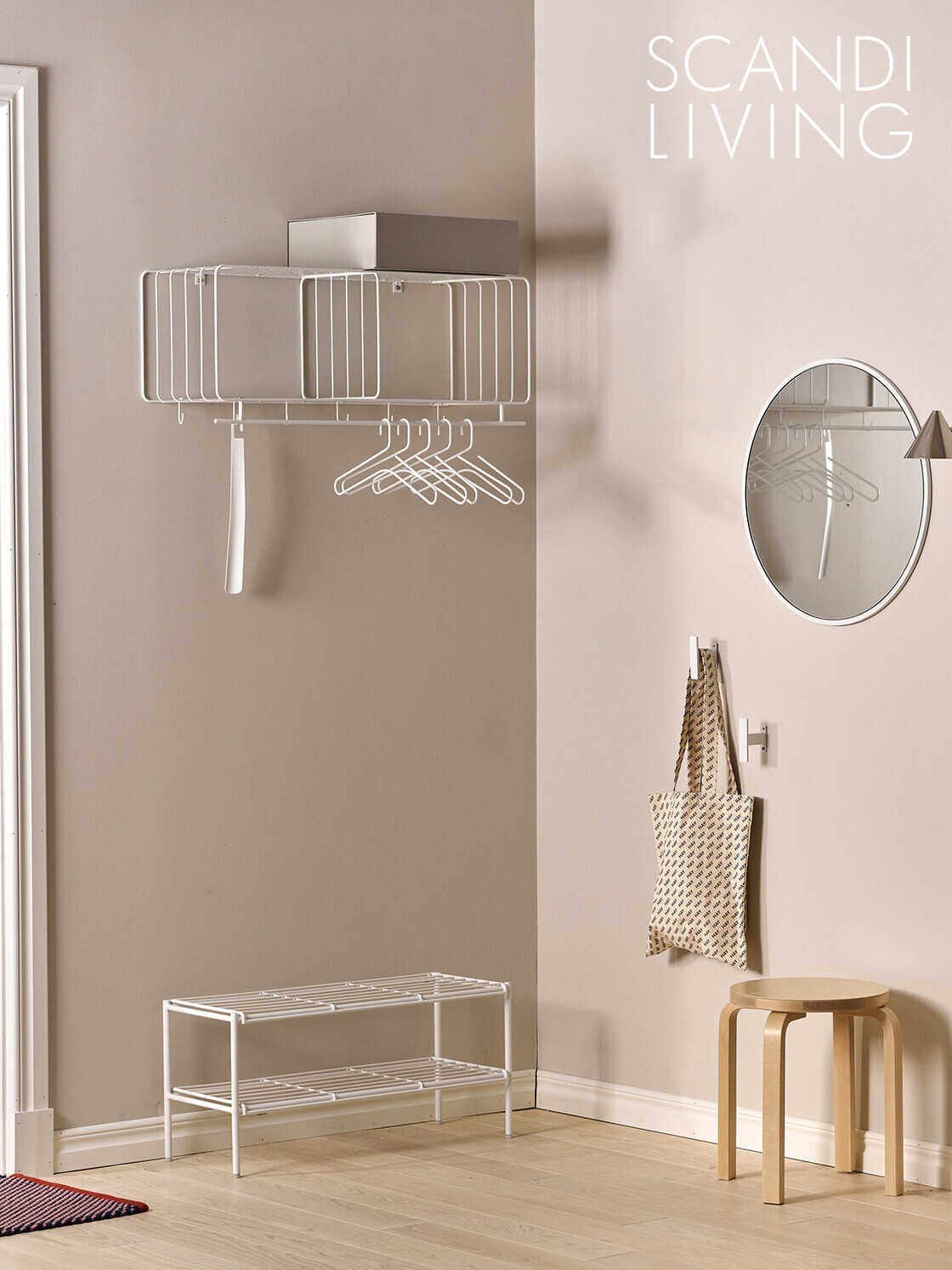 vestíbulo scandi living recibidor percheros muebles recibidor muebles de diseño metal funcional estilo nórdico espejos diseño scandi diseño nórdico Colección Nod banco accesorios hogar 