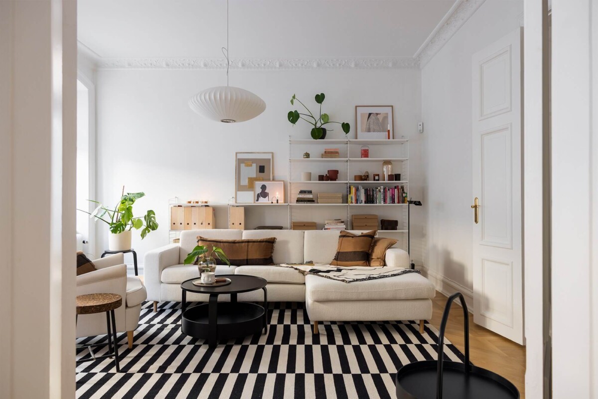 textiles plantas muebles minimalista luminoso lineas rectas iluminación hogar estilo nórdico espacio diseño de interiores decoración ligera decoración escandinava colores neutros acogedor 